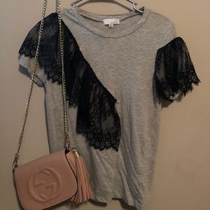 NWOT Gray ruffled shirt